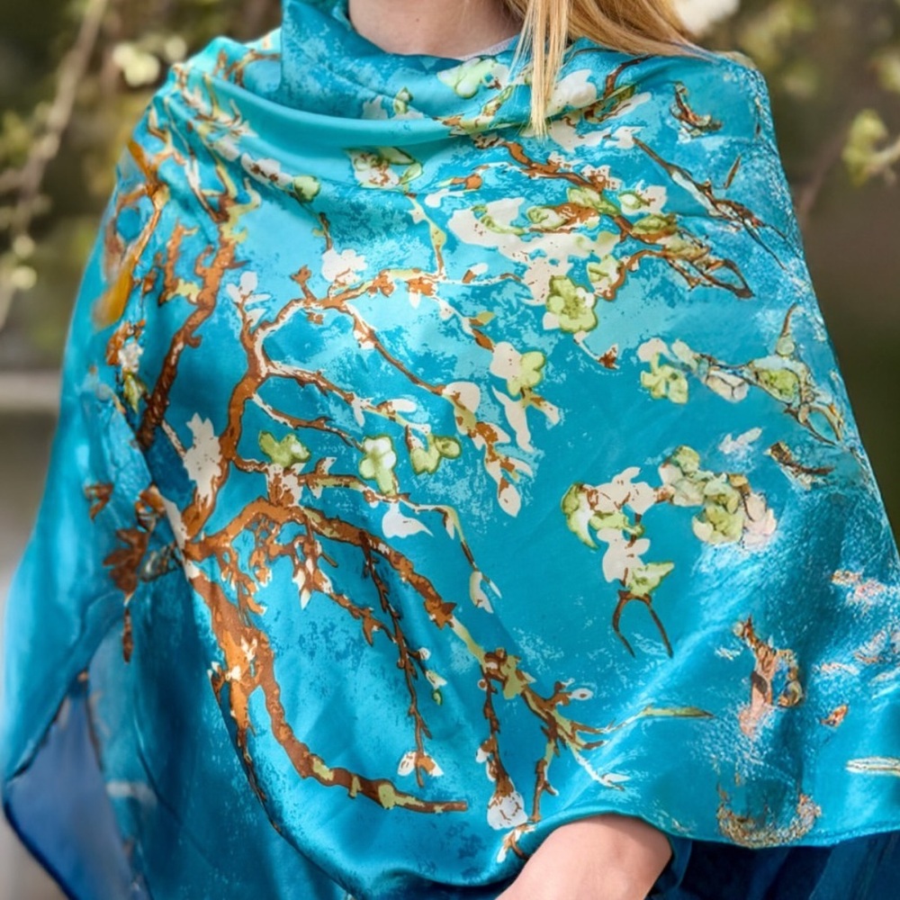 2025 AMA WATERWAYS SCARF Elegant Blue Floral Women's Scarf